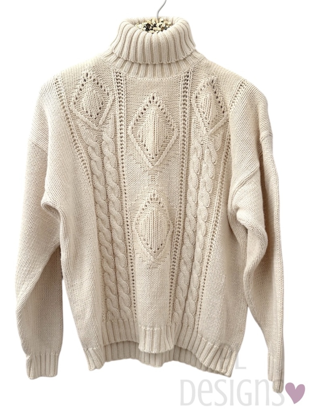 Ann Taylor Women’s Cable-Knit Turtle Neck Sweater Ivory Size M